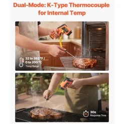 VEVOR Infrared Thermometer, -22℉ to 2912℉ Dual-Mode IR Thermometer Gun with K-Type Thermocouple, Dual Laser Heat Temperature Gun Non-Contact for Metal Smelting/Engine/Industry/Cooking (Not for Human)
