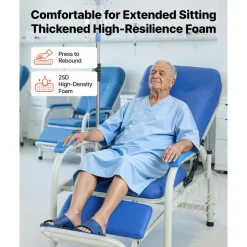 VEVOR Infusion Chair with IV Pole 90°-160° Reclining Phlebotomy Chair, 400LBS Capacity Medical Infusion Recliner with Soft Padded Seat, Footrest & Storage Basket for Blood Draw, IV Transfusion