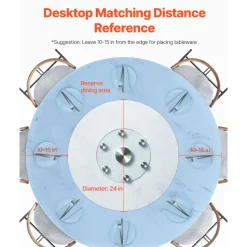 VEVOR 30 in Glass Lazy Susan Turntable, Tempered Glass Dining Table Centerpiece with 6 Rotating Wheels, 360° Smooth and Silent Spin Tabletop Rotating Tray, for Family Gatherings, Banquets & Weddings