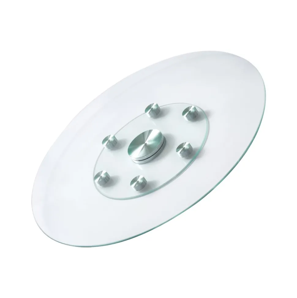 VEVOR 30 in Glass Lazy Susan Turntable, Tempered Glass Dining Table Centerpiece with 6 Rotating Wheels, 360° Smooth and Silent Spin Tabletop Rotating Tray, for Family Gatherings, Banquets & Weddings