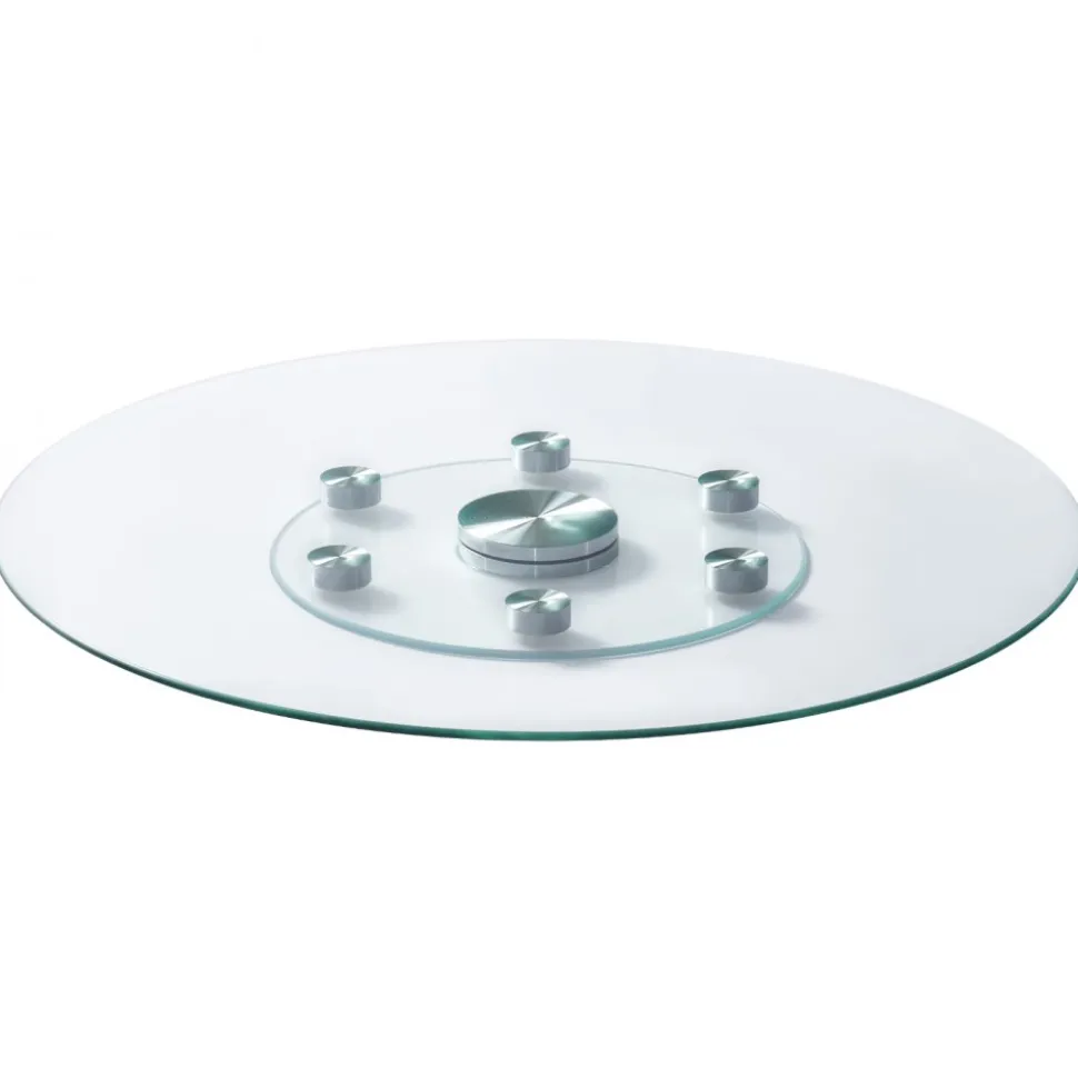 VEVOR 30 in Glass Lazy Susan Turntable, Tempered Glass Dining Table Centerpiece with 6 Rotating Wheels, 360° Smooth and Silent Spin Tabletop Rotating Tray, for Family Gatherings, Banquets & Weddings