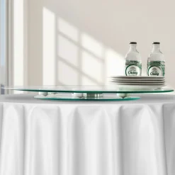 VEVOR 24 in Glass Lazy Susan Turntable, Tempered Glass Dining Table Centerpiece with 6 Rotating Wheels, 360° Smooth and Silent Spin Tabletop Rotating Tray, for Family Gatherings, Banquets & Weddings