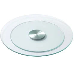 VEVOR 20 in Glass Lazy Susan Turntable, 360° Rotation Round Clear Tabletop Rotating Tray, Tempered Glass Dining Table Centerpiece, Smooth and Silent Spin, for Family Gatherings, Banquets & Weddings
