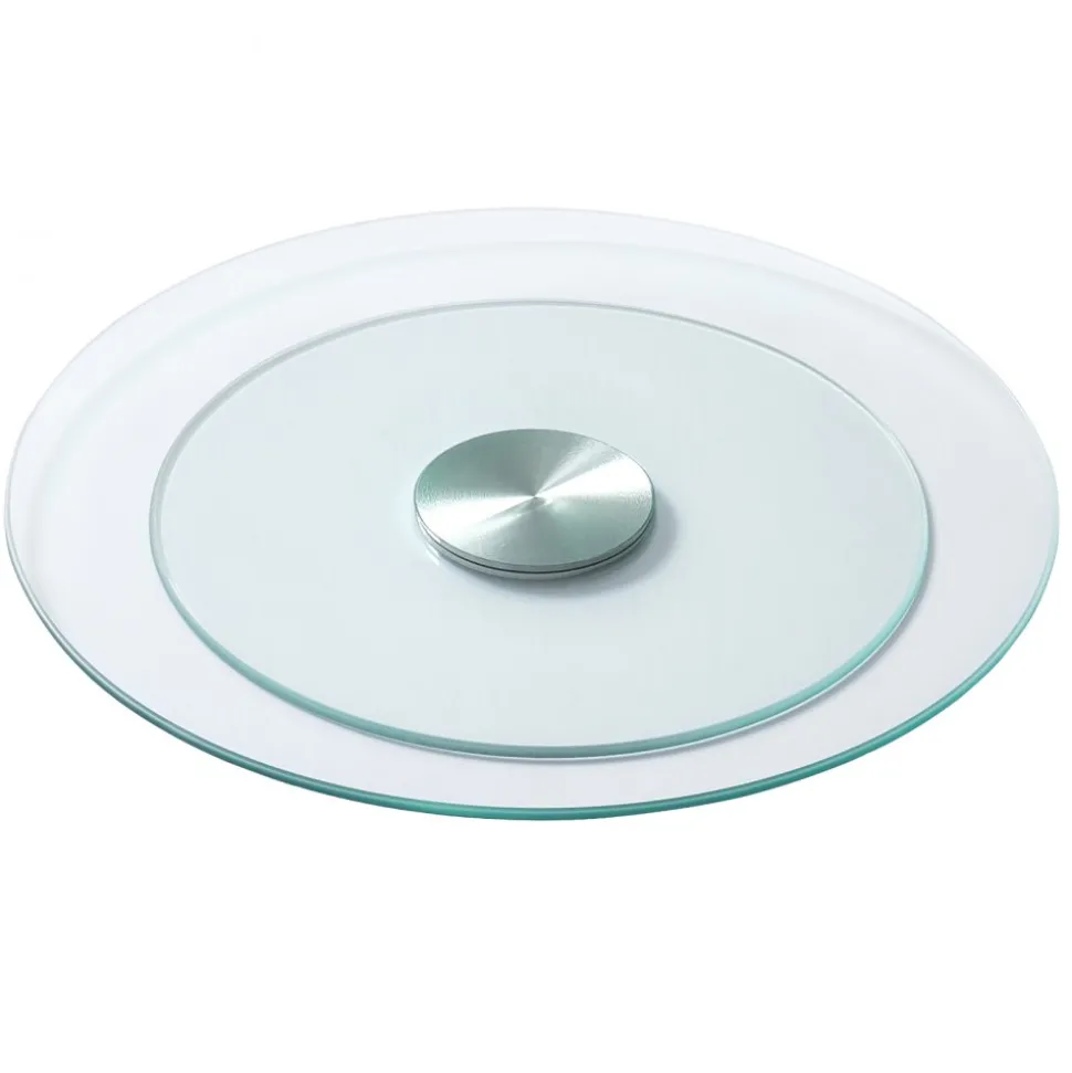 VEVOR 20 in Glass Lazy Susan Turntable, 360° Rotation Round Clear Tabletop Rotating Tray, Tempered Glass Dining Table Centerpiece, Smooth and Silent Spin, for Family Gatherings, Banquets & Weddings
