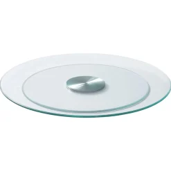 VEVOR 20 in Glass Lazy Susan Turntable, 360° Rotation Round Clear Tabletop Rotating Tray, Tempered Glass Dining Table Centerpiece, Smooth and Silent Spin, for Family Gatherings, Banquets & Weddings