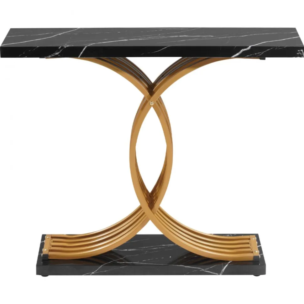 VEVOR 39 in Gold Console Table, Modern Desk Behind the Couch, Wood Rectangle Entrance Desk, Narrow Long Sofa Table Accent Stand with Metal Legs for Hallway, Bedroom, Living Room, Foyer, Easy Assembly