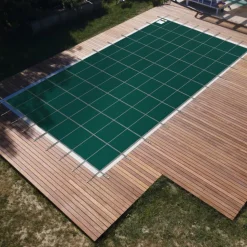 VEVOR Inground Pool Safety Cover, 20 ft x 42 ft Rectangular Winter Pool Cover, Triple Stitched, High Strength Mesh PP Material with Good Rain Permeability, Installation Hardware Included, Green