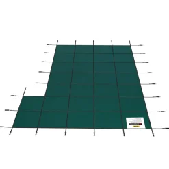 VEVOR Inground Pool Safety Cover, Fits 20 ft x 40 ft Rectangular Winter Pool Cover with Right Step, Triple Stitched, High Strength Mesh PP, Good Rain Permeability, Installation Hardware Included