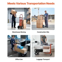 VEVOR 4 in 1 Hand Truck, 1000 lbs Load Capacity for 4-Wheel Mode, Convertible Hand Truck Dolly with Non-Slip Handle & Wheels, Aluminum Alloy Portable Dolly for Moving Home, Office, Warehouse