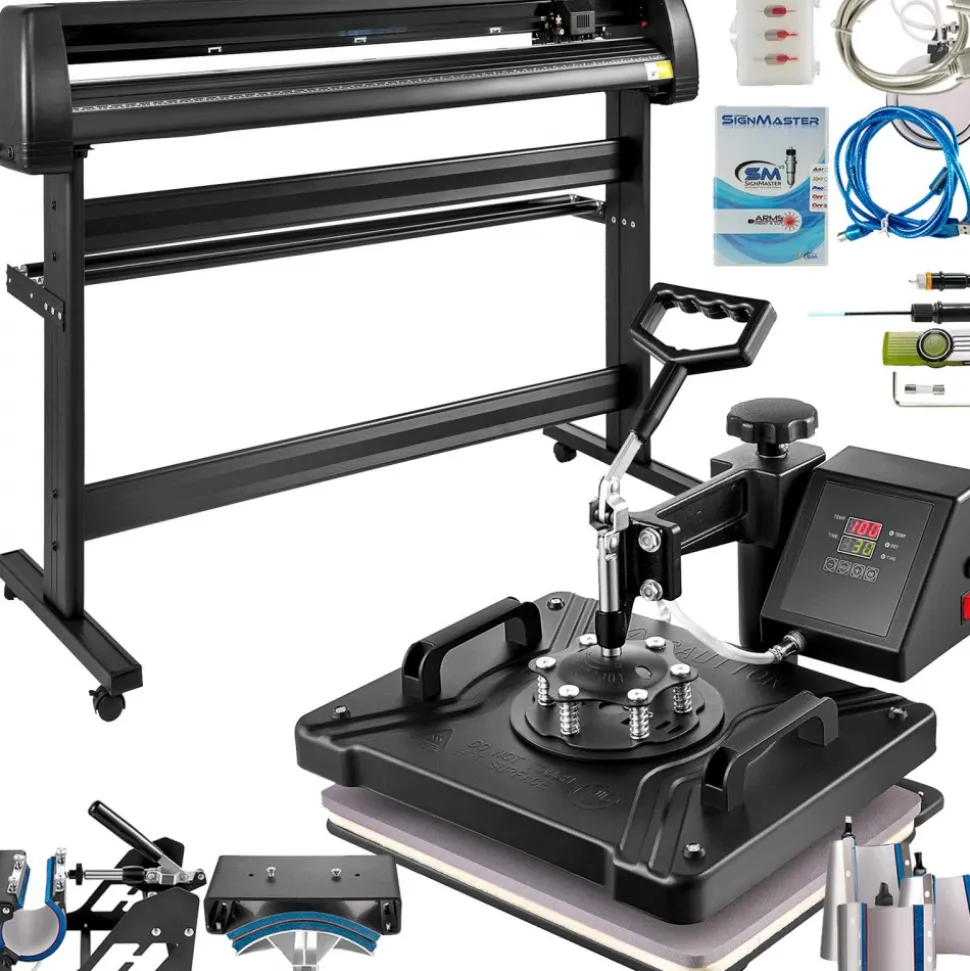 VEVOR 8 In 1 Heat Press Sublimation Machine & 53" Vinyl Cutter Cutting Plotter