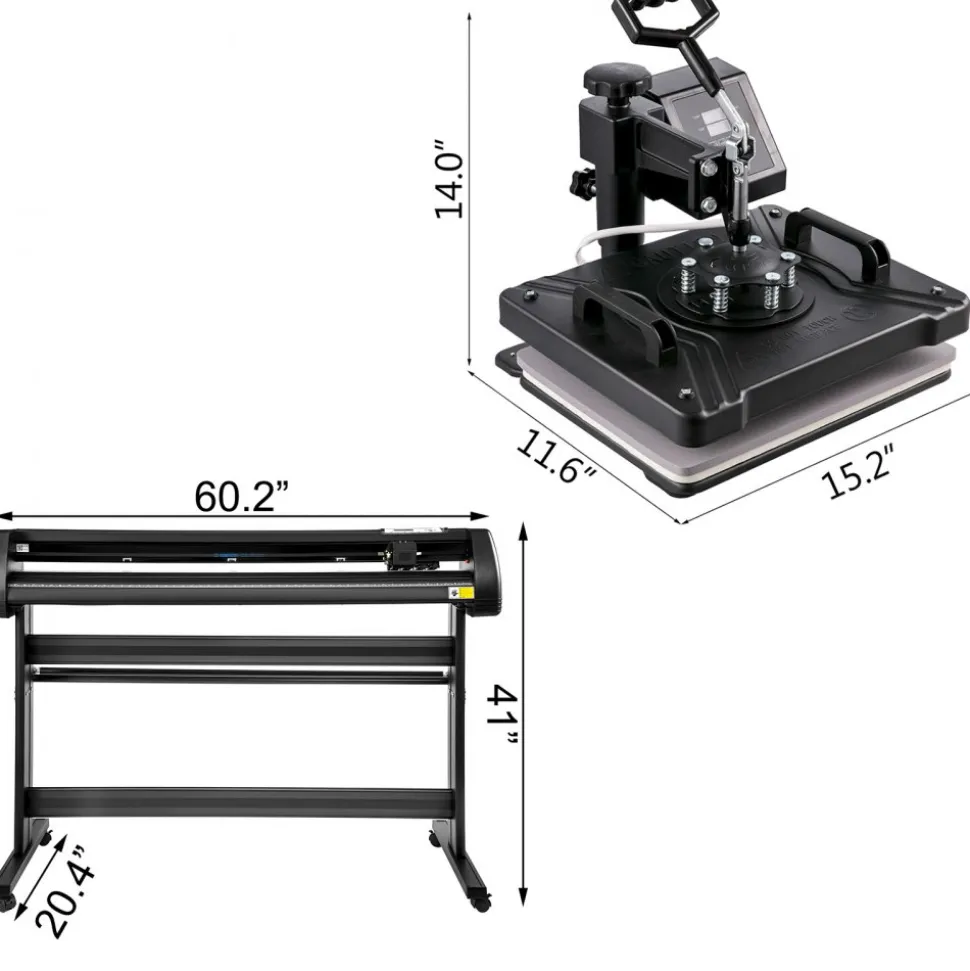 VEVOR 8 In 1 Heat Press Sublimation Machine & 53" Vinyl Cutter Cutting Plotter