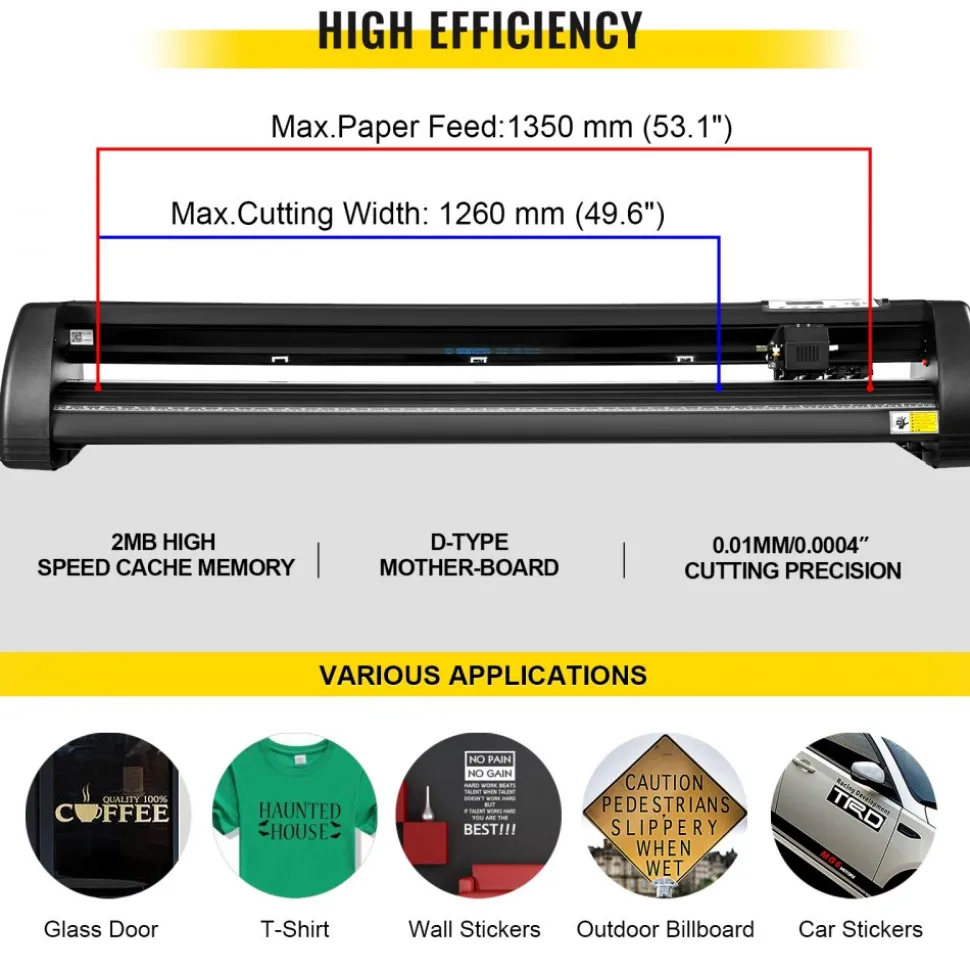 VEVOR 8 In 1 Heat Press Sublimation Machine & 53" Vinyl Cutter Cutting Plotter