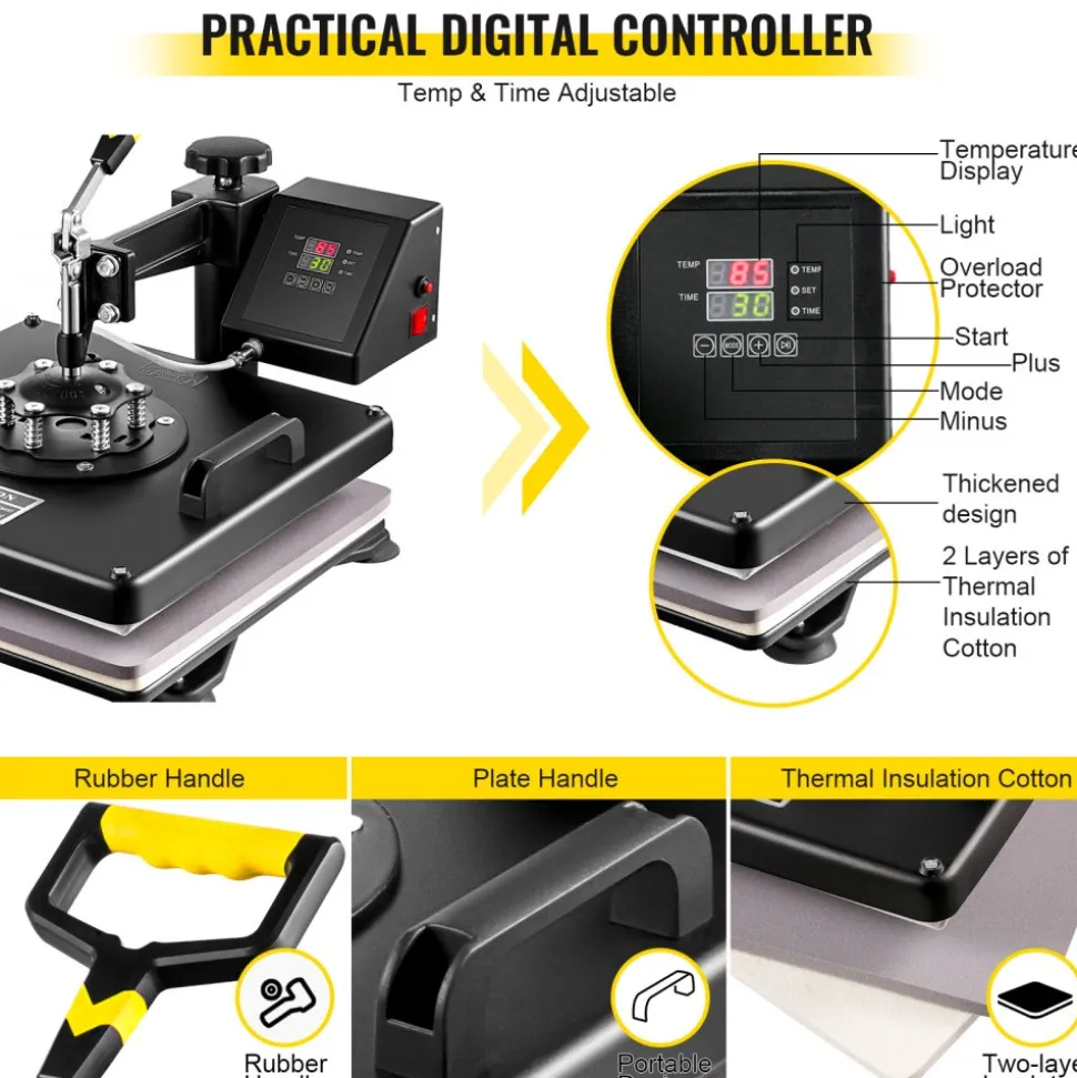 VEVOR 8 In 1 Heat Press Sublimation Machine & 53" Vinyl Cutter Cutting Plotter