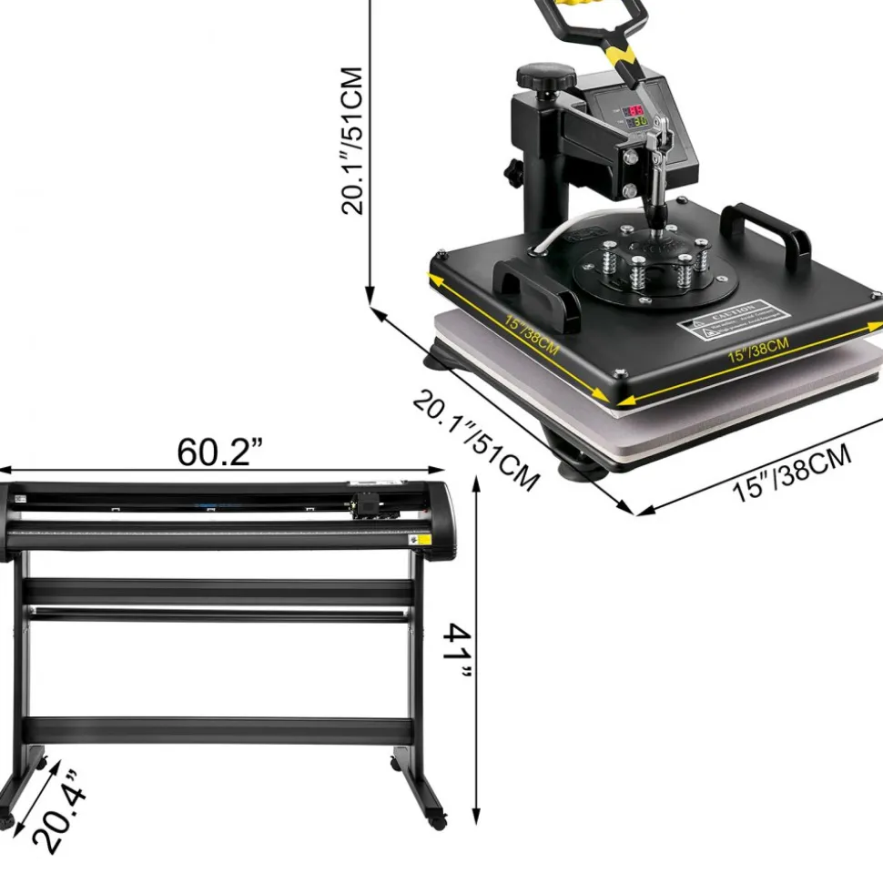 VEVOR 8 In 1 Heat Press Sublimation Machine & 53" Vinyl Cutter Cutting Plotter