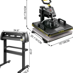 VEVOR 8 In 1 Heat Press Sublimation Machine & 28" Vinyl Cutter Cutting Plotter