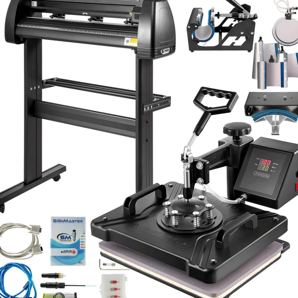 VEVOR 8 In 1 Heat Press Sublimation Machine & 28" Vinyl Cutter Cutting Plotter