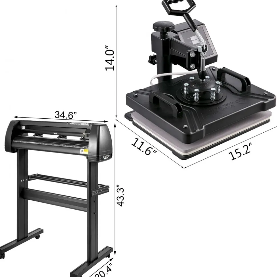 VEVOR 8 In 1 Heat Press Sublimation Machine & 28" Vinyl Cutter Cutting Plotter