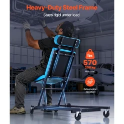 VEVOR 48 in Height Adjustable Mechanic Creeper, 570 lbs Under Car Rolling Garage Creeper Seat with Adjustable Backrest & Headrest, Padded Shop Chair for Auto & Aircraft Repair