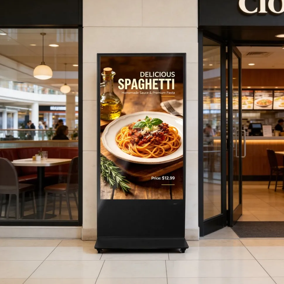 VEVOR 65 in Indoor Digital Signage 4K Floor Stand Advertising Display Kiosk, WiFi HDMI/USB Input Android OS, 178° Wide View, LCD Touchscreen Interactive Monitor, Mobile Commercial Totem Poster