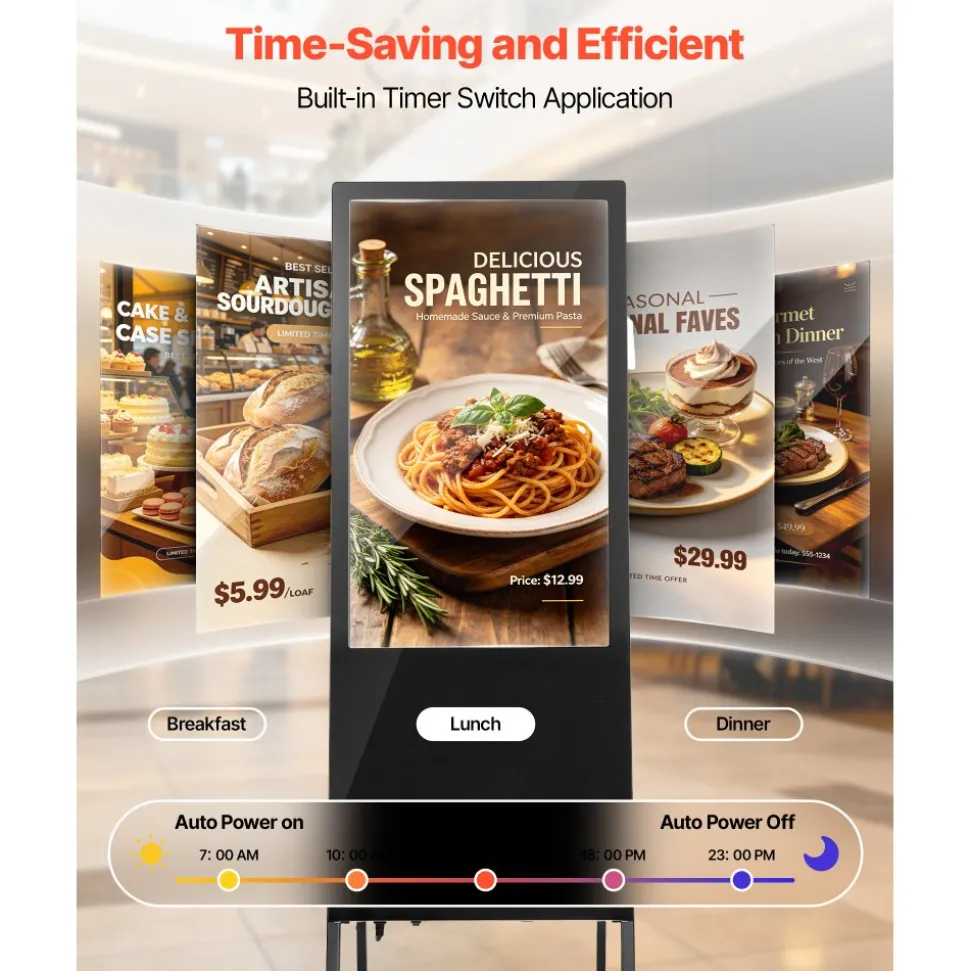 VEVOR 32 in Indoor Digital Signage Floor Standing Advertising Display Kiosk, WiFi HDMI/USB Input Android OS, 178° Wide View, LCD Touchscreen Interactive Monitor, Commercial Totem Vertical Poster