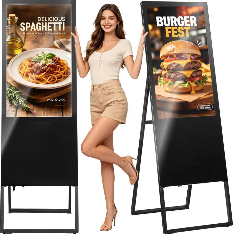 VEVOR 32 in Indoor Digital Signage Floor Standing Advertising Display Kiosk, WiFi HDMI/USB Input Android OS, 178° Wide View, LCD Touchscreen Interactive Monitor, Commercial Totem Vertical Poster