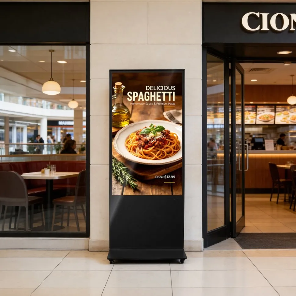 VEVOR 55 in Indoor Digital Signage 4K Floor Stand Advertising Display Kiosk, WiFi HDMI/USB Input Android OS, 178° Wide View, LCD Touchscreen Interactive Monitor, Mobile Commercial Totem Poster