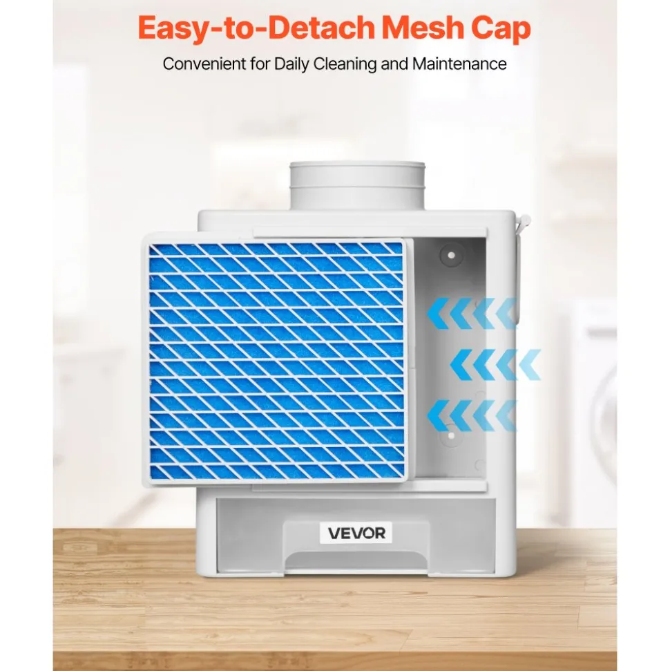 VEVOR 3-in-1 Indoor Dryer Vent Kit,Premium ABS Material with Water Drawer Fits 4 inch Exhaust Port, Smart Overheating Reminder Exhaust Hood & with 4 Purification Pads,For Electric Clothes Dryers
