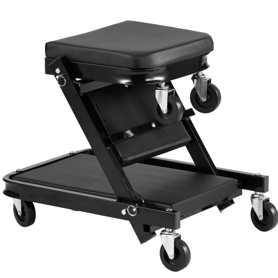 VEVOR 36 in 3-in-1 Folding Mechanic Creeper, Z-Creeper Garage Roller, 340 lbs Under Car Rolling Creeper with 6 Swivel Casters, Padded Headrest, Lay Down or Sit for Auto Repair
