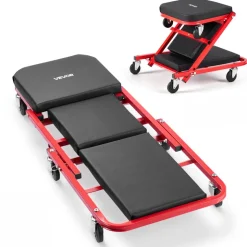 VEVOR 40 in 2-in-1 Folding Mechanic Creeper, Z Creeper Seat & Under Car Garage Roller, 450 lbs Rolling Creeper Stool with 6 Swivel Casters, Padded Headrest for Auto Repair
