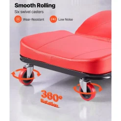 VEVOR 48.4 in 2-in-1 Mechanic Creeper, Adjustable Backrest Garage Creeper Seat, 570 lbs Under Car Rolling Chair with 6 Swivel Casters, Padded Headrest for Auto Repair