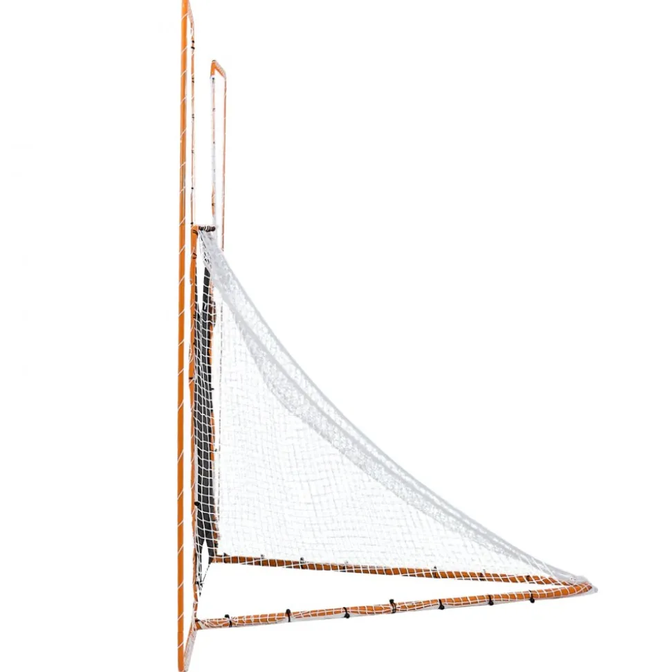 VEVOR 3-IN-1 Lacrosse Goal, 12x9 ft Lacrosse Net with Backstop and Target, Quick & Easy Setup Backyard Rebounder Equipment, Steel Frame Training Nets, Suitable for Youth Adult Training, Orange