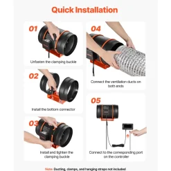 VEVOR Inline Duct Fan, 807 CFM 8 inch EC Motor Exhaust Ventilation Fan with 10-Speed, PWM Controller, App Control, Temperature Humidity Sensor, Cooling for Grow Tent, Indoor Gardening, Hydroponics