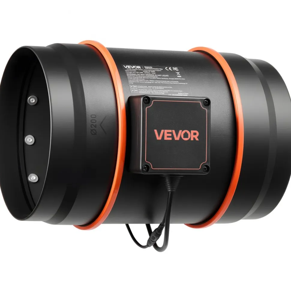 VEVOR Inline Duct Fan, 807 CFM 8 inch EC Motor Exhaust Ventilation Fan with 10-Speed, PWM Controller, App Control, Temperature Humidity Sensor, Cooling for Grow Tent, Indoor Gardening, Hydroponics
