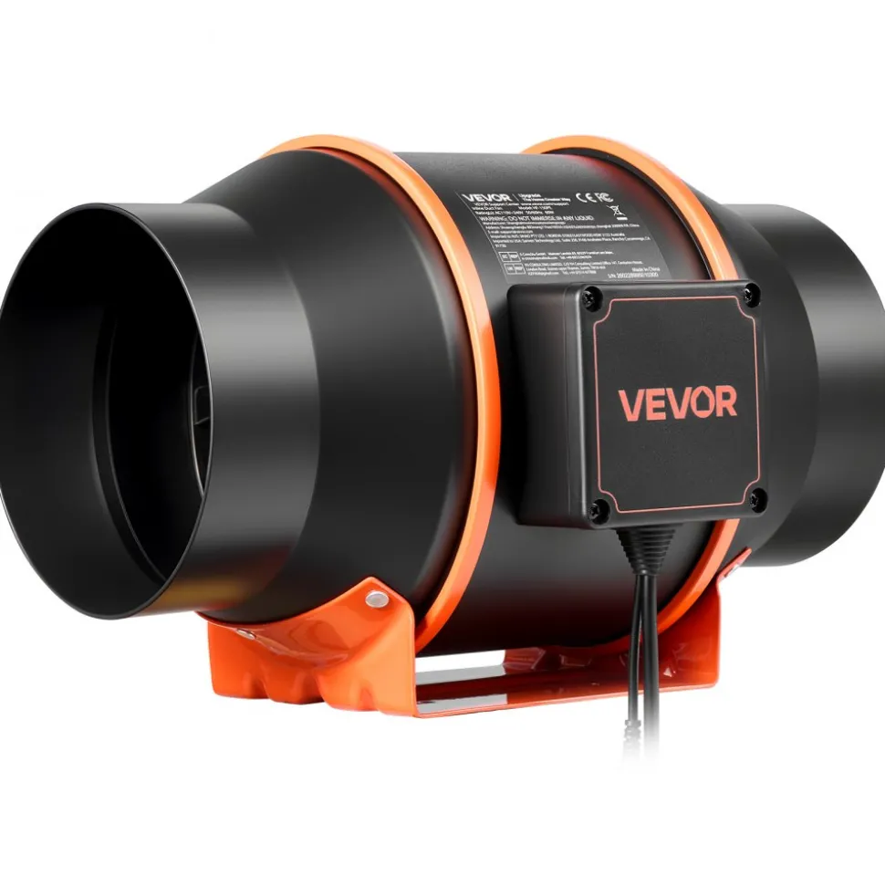 VEVOR Inline Duct Fan, 402 CFM 6 inch EC Motor Exhaust Ventilation Fan with 10-Speed, PWM Controller, App Control, Temperature Humidity Sensor, Cooling for Grow Tent, Indoor Gardening, Hydroponics