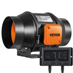 VEVOR Inline Duct Fan, 6-Inch 402 CFM with Temperature Humidity Controller, Quiet EC-motor Ventilation Exhaust Fan for Cooling Booster, Grow Tents, Hydroponics