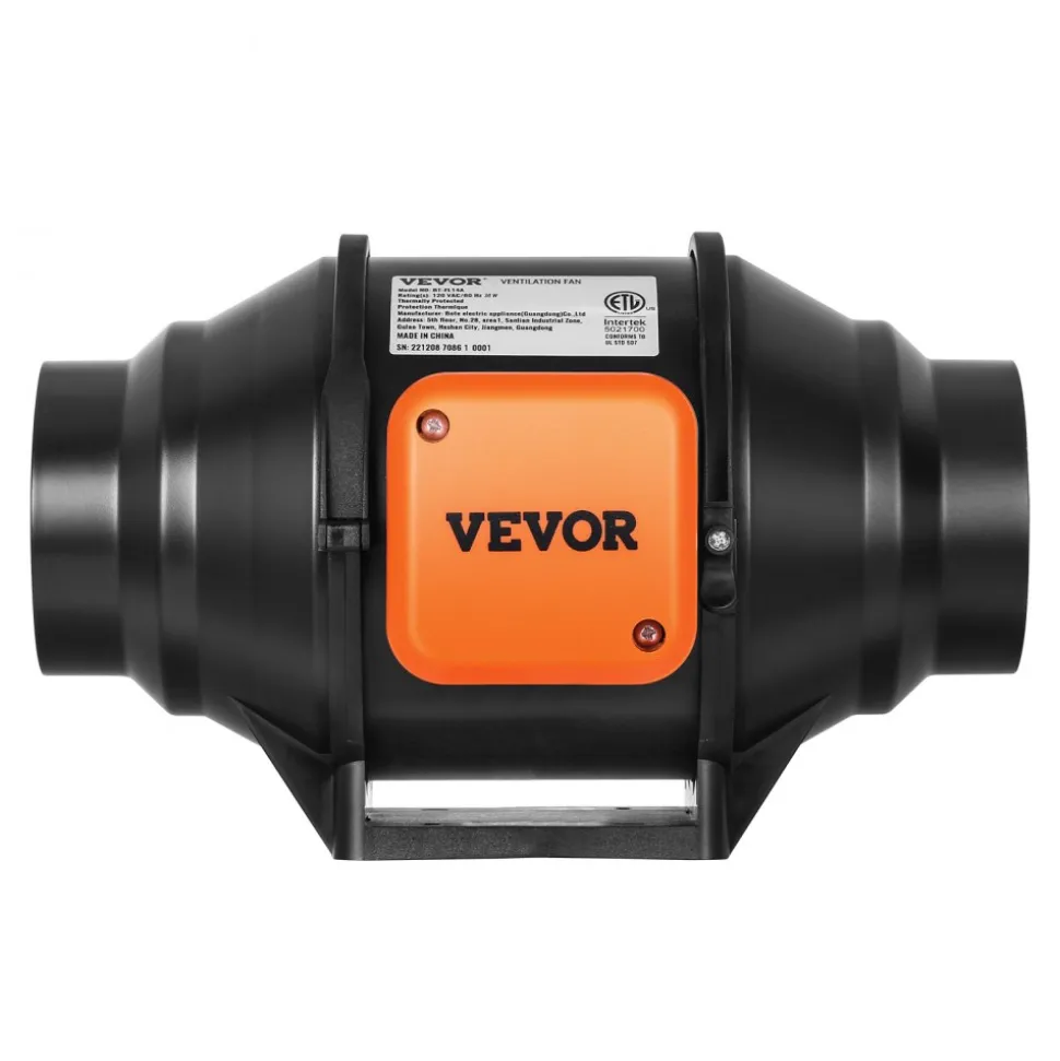 VEVOR Inline Duct Fan, 4-Inch 200 CFM with Variable Speed Controller, Quiet AC-motor Ventilation Exhaust Fan for Cooling Booster, Grow Tents, Hydroponics
