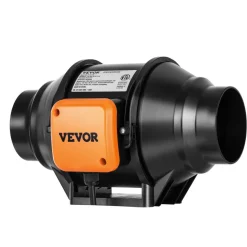 VEVOR Inline Duct Fan, 4-Inch 200 CFM with Variable Speed Controller, Quiet AC-motor Ventilation Exhaust Fan for Cooling Booster, Grow Tents, Hydroponics