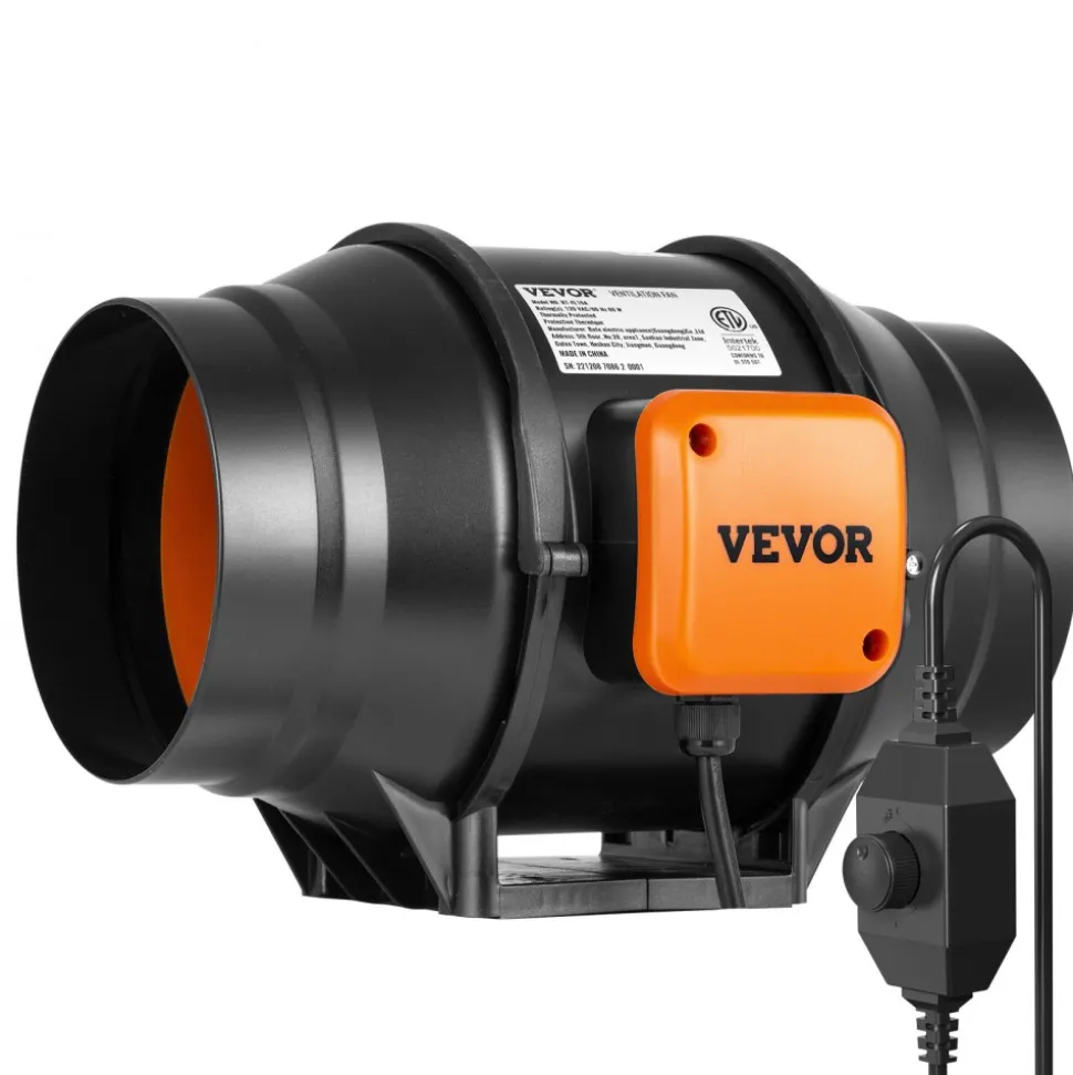 VEVOR Inline Duct Fan, 8-Inch 807 CFM with Temperature Humidity Controller, Quiet EC-motor Ventilation Exhaust Fan for Cooling Booster, Grow Tents, Hydroponics