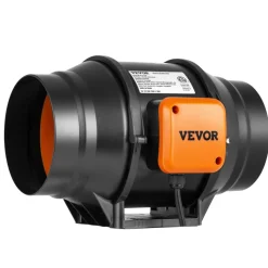 VEVOR Inline Duct Fan, 8-Inch 807 CFM with Temperature Humidity Controller, Quiet EC-motor Ventilation Exhaust Fan for Cooling Booster, Grow Tents, Hydroponics