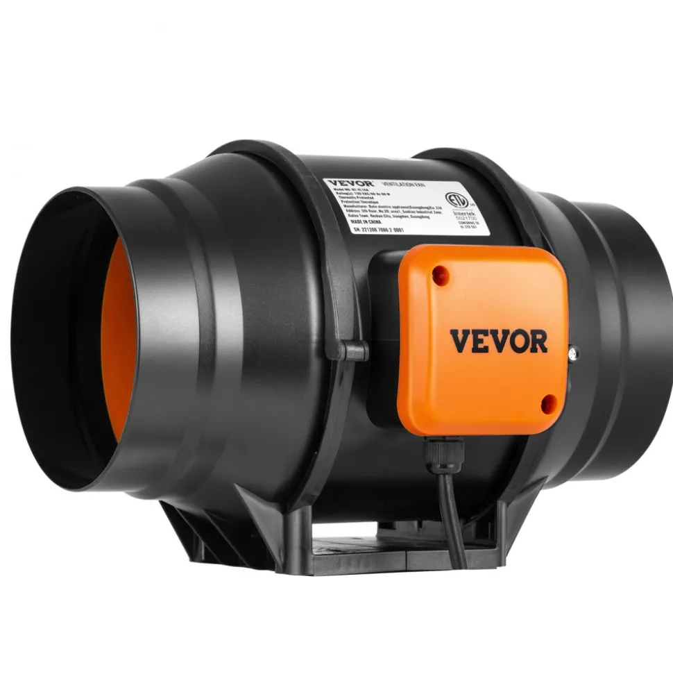 VEVOR Inline Duct Fan, 8-Inch 807 CFM with Temperature Humidity Controller, Quiet EC-motor Ventilation Exhaust Fan for Cooling Booster, Grow Tents, Hydroponics