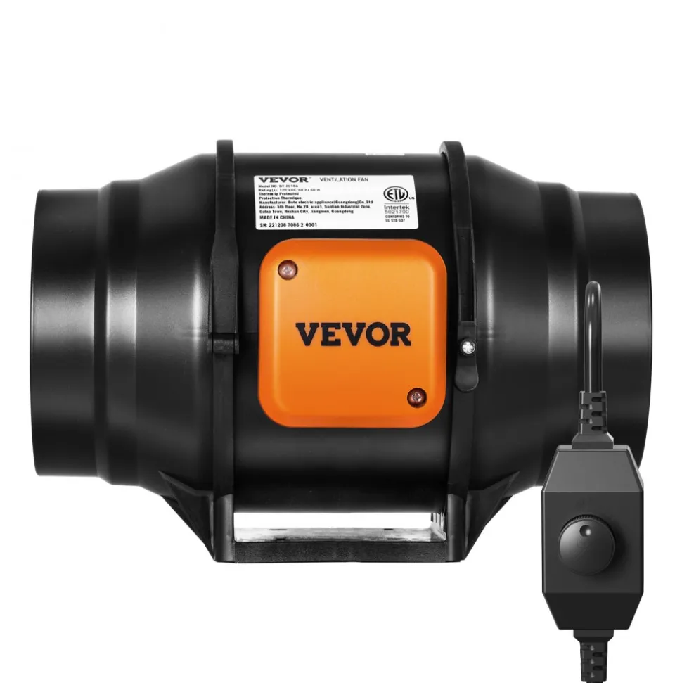 VEVOR Inline Duct Fan, 8-Inch 807 CFM with Temperature Humidity Controller, Quiet EC-motor Ventilation Exhaust Fan for Cooling Booster, Grow Tents, Hydroponics