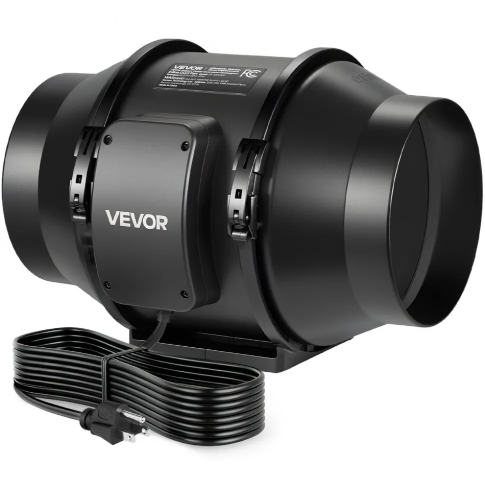 VEVOR Inline Duct Fan, 6 in Quiet Inline Exhaust Fan, 380 CFM Powerful AC-Motor Ventilation Fans for Cooling Booster, High Air Flow, Vent Blower Fans for Indoor Grow Tents Basement Hydroponics