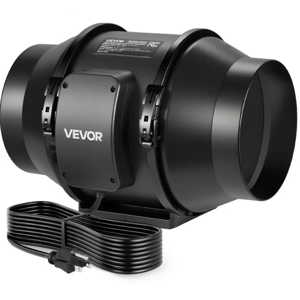 VEVOR Inline Duct Fan, 6 in Quiet Inline Exhaust Fan, 380 CFM Powerful AC-Motor Ventilation Fans for Cooling Booster, High Air Flow, Vent Blower Fans for Indoor Grow Tents Basement Hydroponics