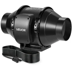 VEVOR Inline Duct Fan, 4 in Quiet Inline Exhaust Fan, 180 CFM Powerful AC-Motor Ventilation Fans for Cooling Booster, High Air Flow, Vent Blower Fans for Indoor Grow Tents Basement Hydroponics