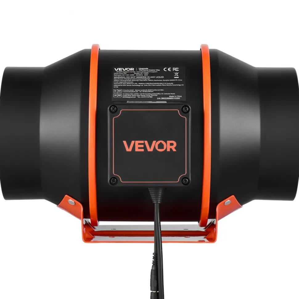 VEVOR Inline Duct Fan Kit Carbon Filter, 402 CFM 6 inch EC Motor Exhaust Ventilation Fan with 10-Speed, PWM Controller, App Control, Timer, Cooling System for Grow Tent, Indoor Gardening, Hydroponics