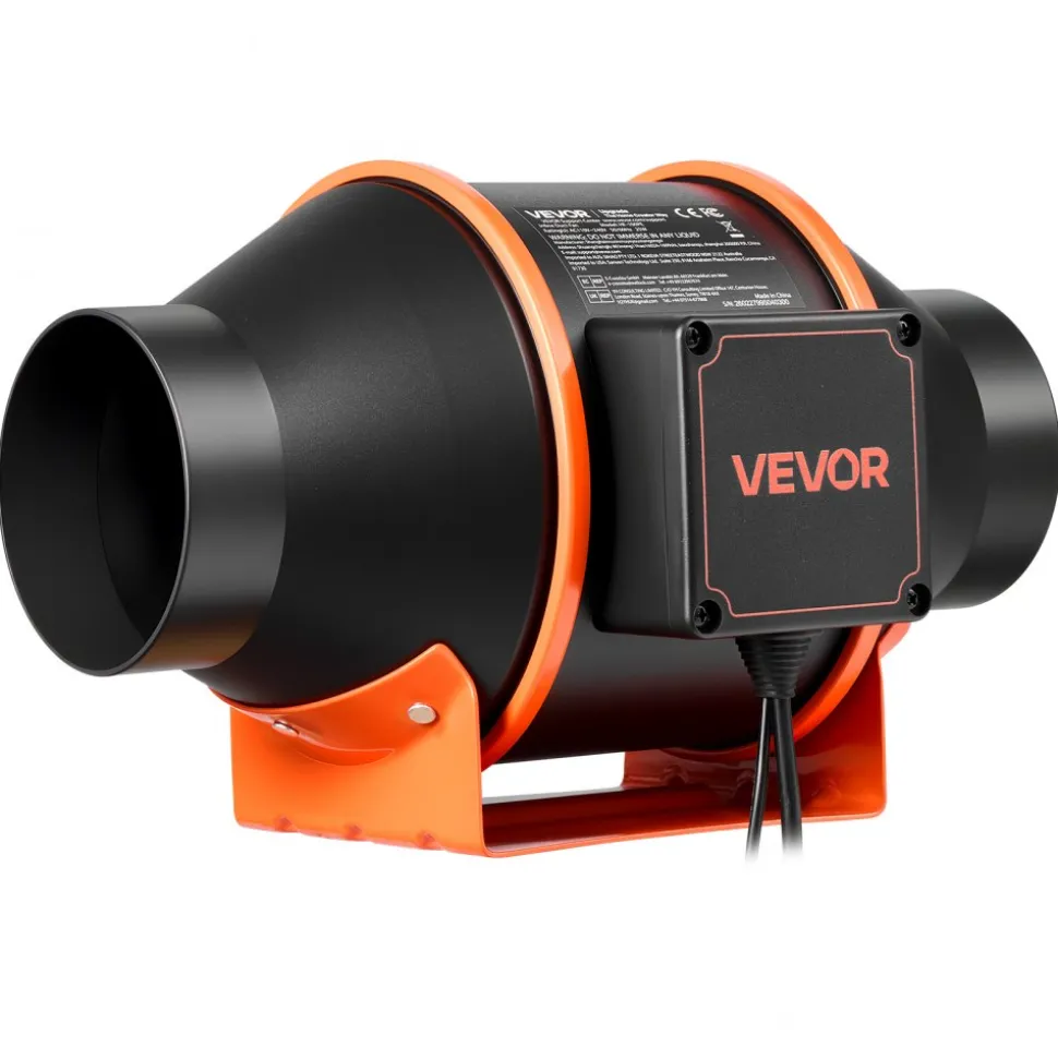 VEVOR Inline Duct Fan Kit with Carbon Filter, 205 CFM 4 inch EC Motor Ventilation Fan with 3-Speed Circulation, 10-Speed PWM Controller, Timer, Cooling for Grow Tents, Indoor Gardening, Hydroponics
