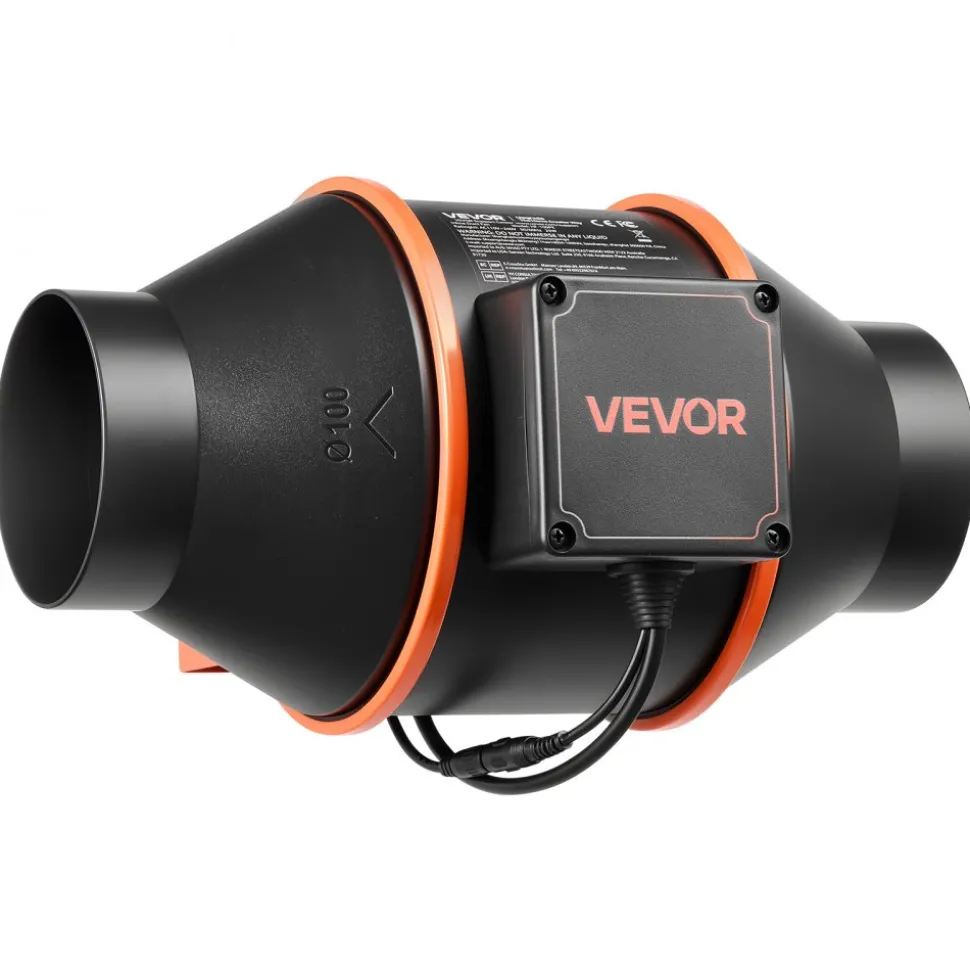 VEVOR Inline Duct Fan Kit with Carbon Filter, 205 CFM 4 inch EC Motor Ventilation Fan with 3-Speed Circulation, 10-Speed PWM Controller, Timer, Cooling for Grow Tents, Indoor Gardening, Hydroponics