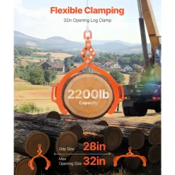 VEVOR 32in Log Lifting Tongs, 4-Claw Log Tongs, Heavy Duty Steel Log Grapple, 2200LBS Lifting Capacity, Swivel Log Graper Timber, Eagle Claw Design, Log Skidding Tongs for Trucks, Tractors, Forklifts