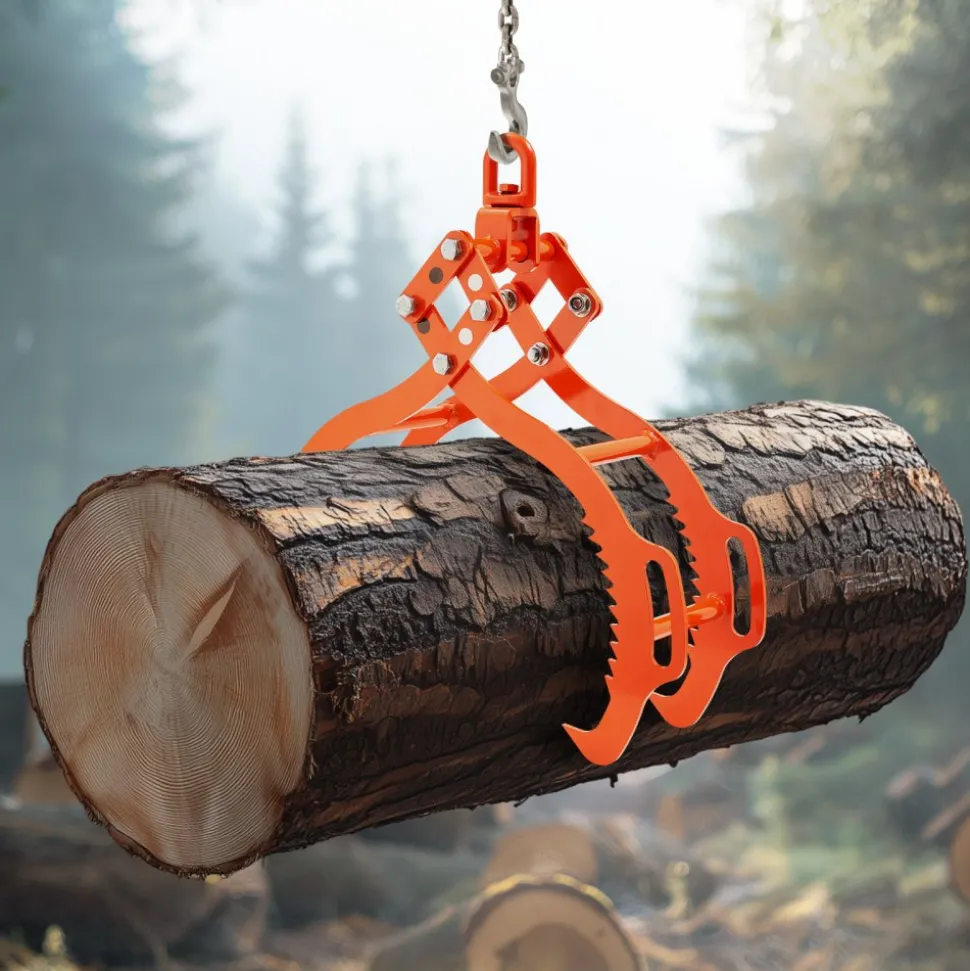 VEVOR 36in Log Lifting Tongs, 4-Claw Log Tongs, Heavy Duty Steel Log Grapple, 3300LBS Lifting Capacity, Swivel Log Graper Timber, Eagle Claw Design, Log Skidding Tongs for Trucks, Tractors, Forklifts