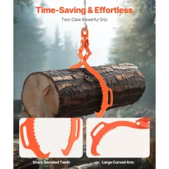 VEVOR 28in Log Lifting Tongs, 2-Claw Log Tongs, Heavy Duty Steel Log Grapple, 1100LBS Lifting Capacity, Swivel Log Graper Timber, Eagle Claw Design, Log Skidding Tongs for Trucks, Tractors, Forklifts